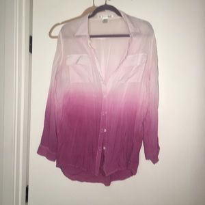 Pink ombré button up blouse. Size large